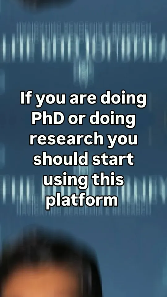 Bold white text over a blurred blue background reading "If you are doing PhD or doing research you should start using this platform"